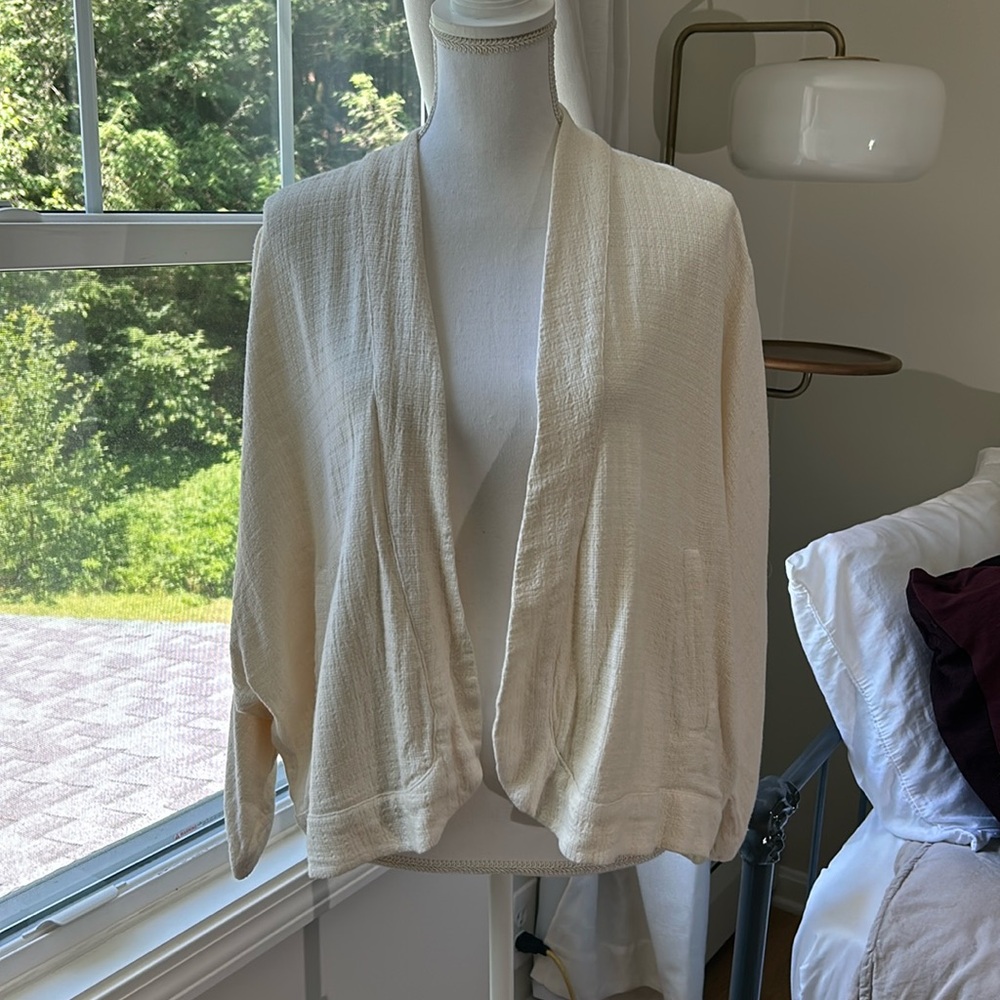 Madewell Linen-Blend Cropped Robe Jacket Small